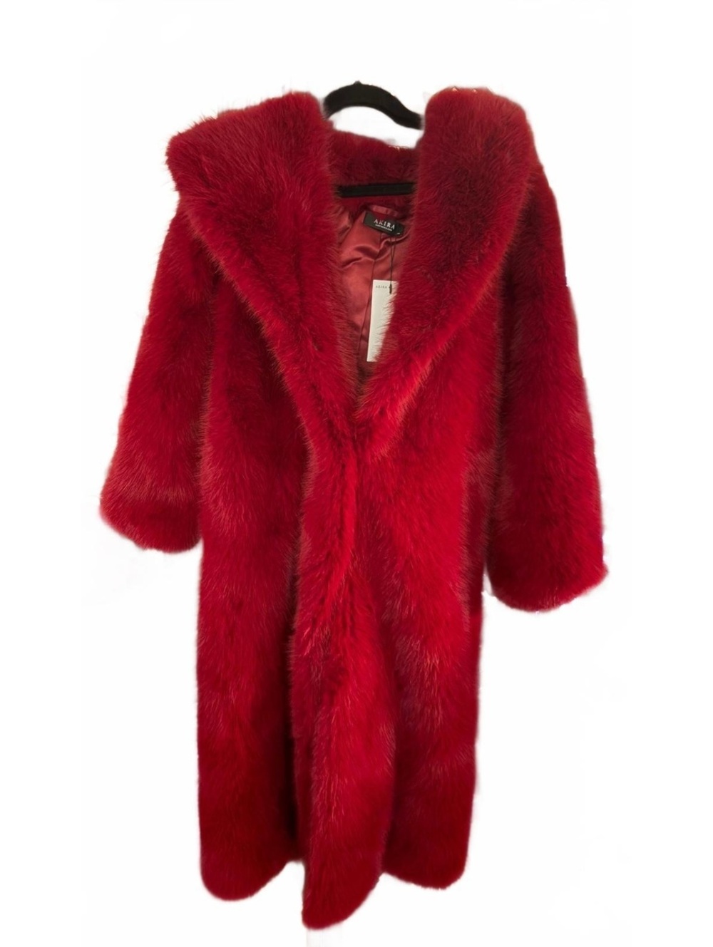 Akira Red Faux Fur Hooded Coat